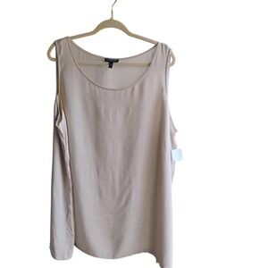 Sleeveless Tank Top Tunic Blouse Flowy Dressy Casual Light Beige